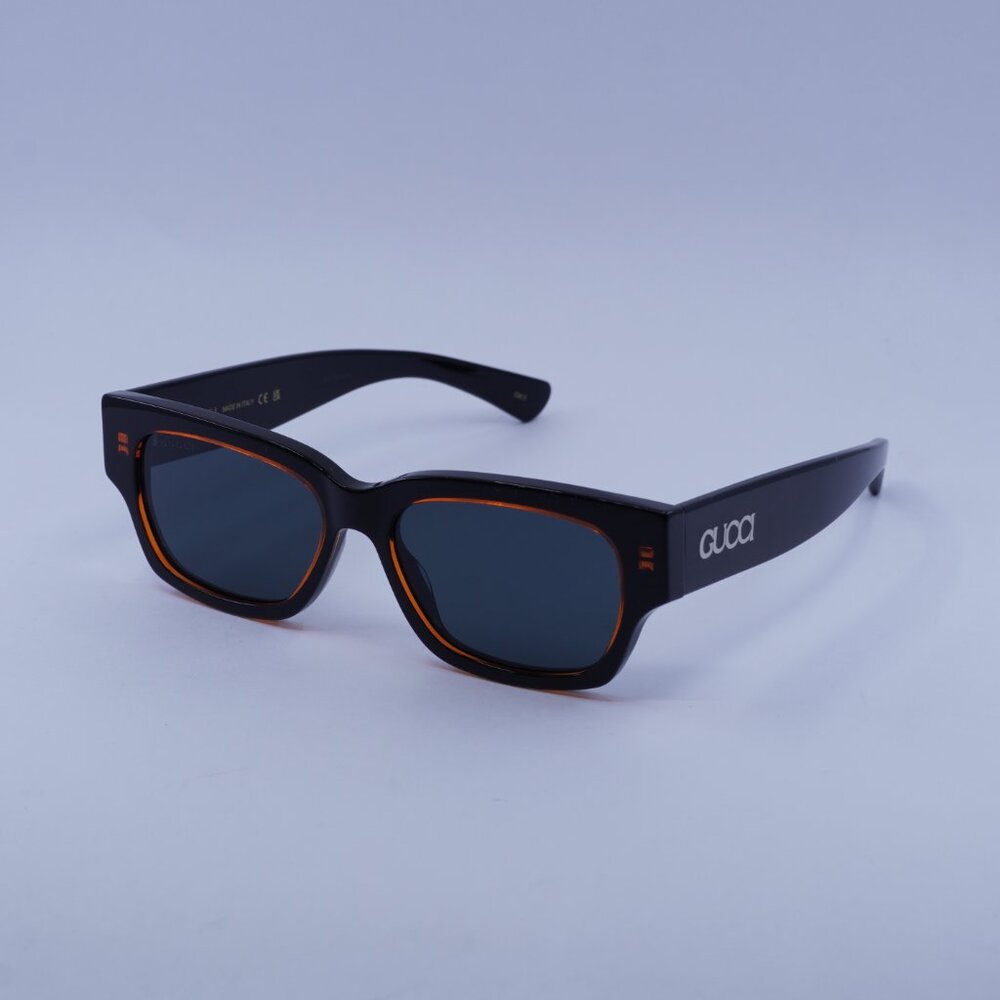 Gucci GG1794S 003 Sunglasses Transparent Orange/Black Square Frame, Blue Lenses - Picture 5 of 12